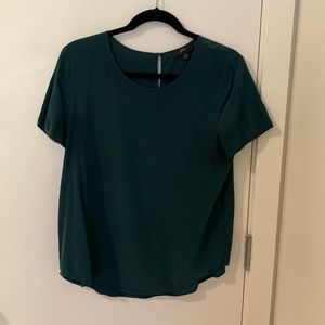J.crew green silk blouse shirt tee size M medium